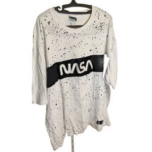 Southpole NASA T Shirt 4XB Big Cosmic White Black Raised NASA Applique